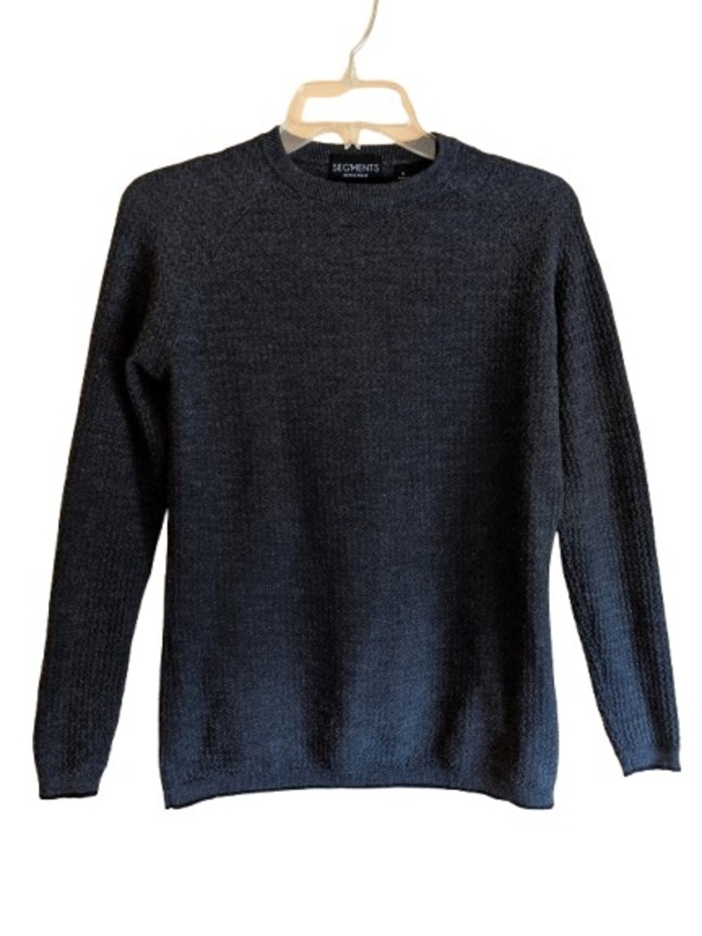 Seg'ments Crewneck Textured Sweater in Dark Charcoal Merino Wool Blend